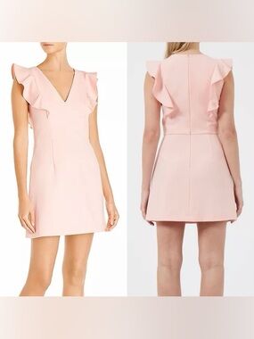NWT French Connection whisper ruffled v neck Ruffled Mini Dress 4 true blossom